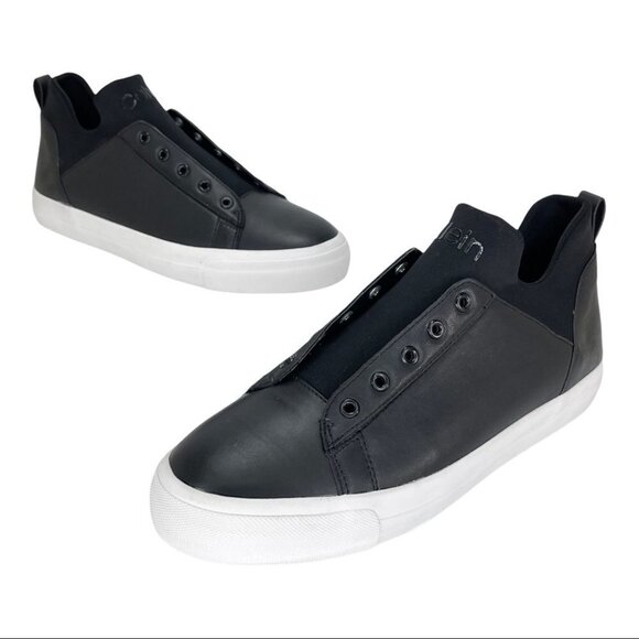 Calvin Klein Valorie Black Leather Neoprene Womens Sneakers Size 10M - Picture 11 of 14